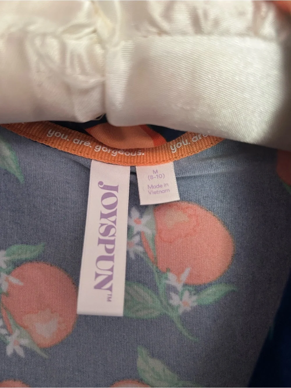NWT Joyspun Navy Orange Print Short Sleeve Pajama Set , size Med - Picture 4 of 4